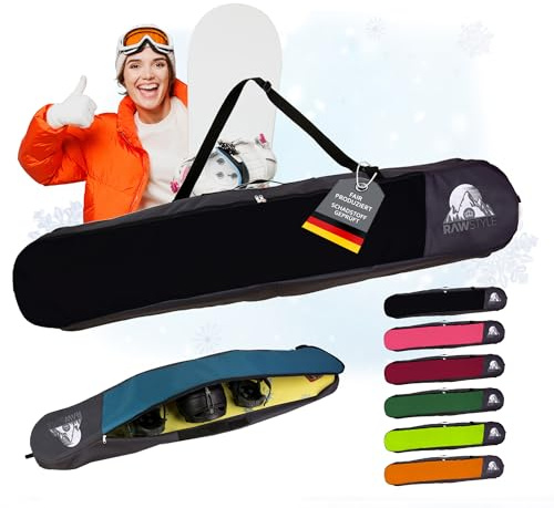 Snowboard väska – vattentät snowboardväska – snowboardryggsäck med robust dragkedja – boardbag för bräda, hjälm och skor – huvudfack med separata områden (svart 150)