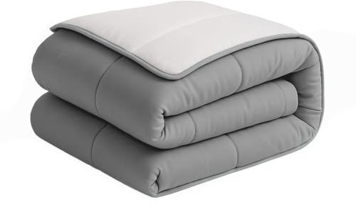 Acomoda Textil - Edredón Nórdico Reversible Relleno Nórdico Microfibra 350 gr/m² Edredón Bicolor Cálido y Ligero de Invierno (Gris/Gris Oscuro, 240x260 cm)