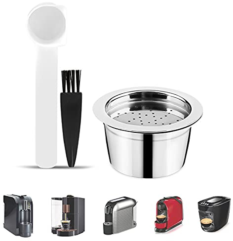 Dioche Kaffekapslar återanvändbara Återanvändbara Kaffekapslar i Rostfritt Stål och Skedborste är Kompatibla med K-FEE kaffemaskiner. En Design, de är Ett Perfekt Alternativ Till Plast
