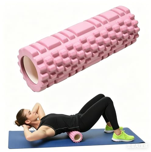 Senken Skumrulle för pilates och djup vävnad – EVA 3D-texturerad muskelmassagerulle, triggerpunkts smärtlindring, fast träningsrulle för rygg och ben (30 x 10 cm)