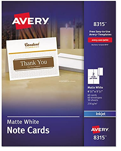 Avery Products Avery PrinterCompatible Cards, 414 x 512, 2Sheet, 60 Cards & EnvelopesBox Sold As 1 Box Create custom cards perfect for invitations, announcements and other mailings.