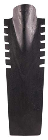 Busto expositor de collares madera maciza con muescas, 50 cm de alto, color negro