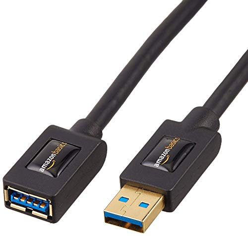 Amazon Basics Lot de 2 rallonges de câble USB 3.0 Connecteurs mâle A vers Femelle A 1 m, Noir