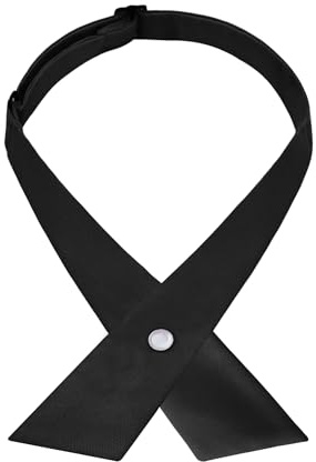 Women/Men Cross Bow Tie, Pre Tied Crossover Necktie For School Girl Uniform Tie Cosplay T-shirt Valentine Gift W-B-T2, Black, One Size