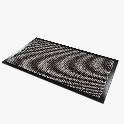 Comart - Zerbino Asciugapassi New - Tappeto per Ingresso Esterno e Interno - Fibra Sintetica - Antipioggia - Assorbente - Tappetino Fuori Porta Sottile - Antiscivolo - Lavabile - Grigio - 90x120 cm