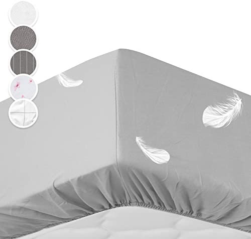 Sleepwise Spannbettlaken 180x200cm - 200x200cm für Matratzen bis 30cm hoch, ÖKOTEX Mikrofaser Bettlaken 180x200-200x200, Atmungsaktiv & Hypoallergen, Topper Bezug für Boxspringbett, Hellgrau