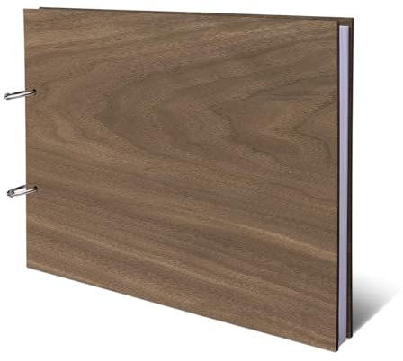 Kartenmachen.de Hochzeit Gästebuch Nussbaum Amerikanisch Ringbuch mit Lasergravur Holz Cover 72 Blatt | 144 Naturpapier Seiten DIN A4 quer - Blanko