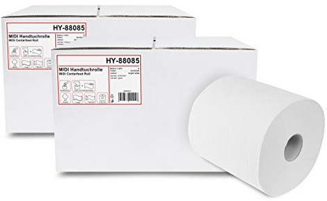 Hypafol Handtuchrolle Innenabwicklung für Spender 12 Rollen | Hochweiß, 2-lagig, 20 cm | Geeignet für Innenabroll-Handtuchspender in Toiletten, Büros, Praxen und Studios