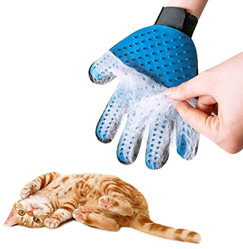 Waschhandschuh für Katzen,Katzenhandschuhe,Katzenhandschuh Fellpflege,Katzenhandschuh Bürste,Fellpflegehandschuh aus Silikon Handschuh,Katzenbürste,Hundebürste,Pflegehandschuh für Haustiere,1 blau