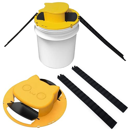 Flip Slide hinklock musfällor – mänsklig råttfångare – automatisk återställning dörrstil – hinkfälla med flera fångar för inomhus och utomhus – råttfällor 13 liter hink kompatibel (1-pack)