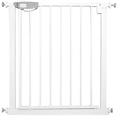 UISEBRT Treppenschutzgitter Türschutzgitter Ohne Bohren Treppengitter Türgitter Baby für Breiten 75-85 cm, Selbstschließend, Einhändiges Öffnen Metall Gitter, Weiß