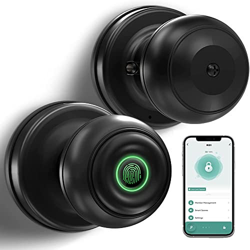 KLLOQUE Cerradura de puerta con cerradura inteligente con botón de seguridad, fácil instalación, ideal para dormitorio, baño (negro)