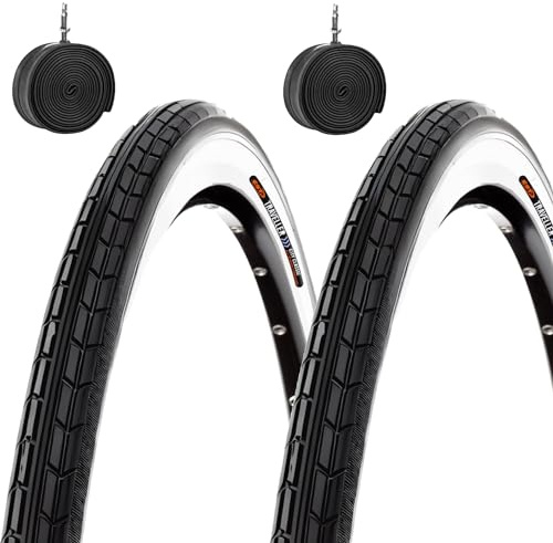 2 neumáticos de 700 x 35 C (37 – 622) + cámaras de neumáticos de color blanco negro carretera 28 1 5/8 3/8 City Bike Trekking BICI