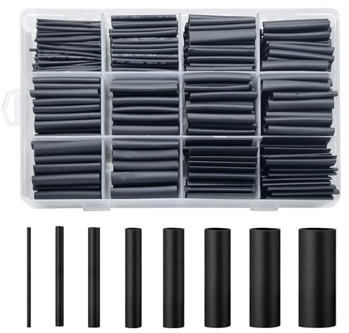 XPOOP Kit 650 Piezas de Tubos Termorretráctiles Impermeables Negros, Tubo Termoretractil de Doble Pared 3:1, Funda Termorretráctil para Cable, para Cables de Soldadura