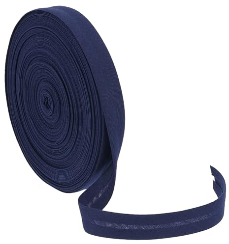 BENECREAT 20 m Cinta de sesgo de plegado simple, cinta de sesgo azul de prusia de 14 mm de ancho, cinta de dobladillo para coser ropa de bricolaje, costura, tubería, acolchado