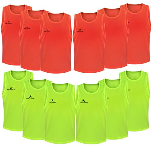 FIBOGOUP Fußball Trainingsweste,Fussball Leibchen Kinder Erwachsene,Fussballtraining Zubehör,Westen fürs Teamtraining (12 Stück, Größe M)