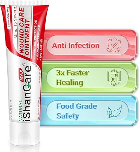 iShanCare® Wundpflegesalbe - Erste-Hilfe-Salbe, 3X schnellere Heilung für Verbrennungen, Geschwüre, Schnitte, Abschürfungen, Dekubitus, Druckgeschwüre, Bein- und Fußwunden, natürliche Wundheilungssalb