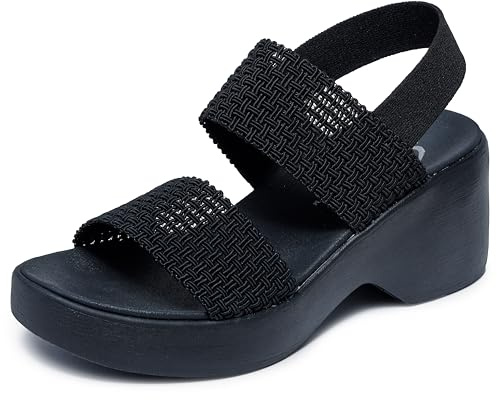 Skechers Mädchen Cali Day Keilsandale, Schwarz, 35 EU