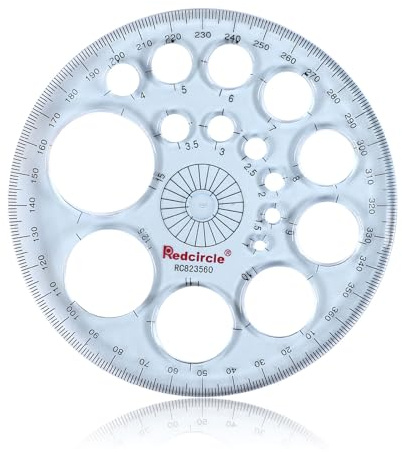 360 Degree Thick Protractor Circle Ruler Drawing Ruler Accurate Mathematical Circle Template 16 Circle Size/Blue