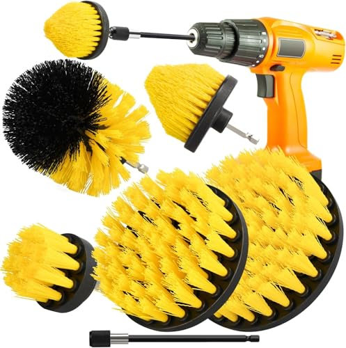 Drilling Brush Attachment Set,Scrubber, Cleaning Kit,Drill Scrub Brush for Cleaning Cars, Shower Tiles, Wheels, Carpet, Mortar, Upholstery(6pcs kit)