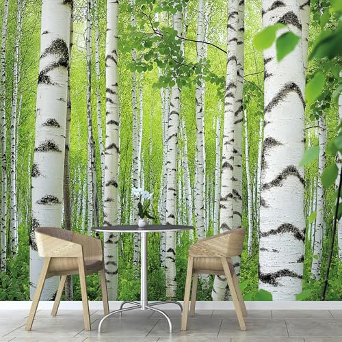 ANALTIRCE Wandbild Tapete Birkenwald Tapeten 250×175 cm Foto Tapete Schlafzimmer Wohnzimmer，Moderne Anlage Bildtapete 3d Effekt Wandtapete