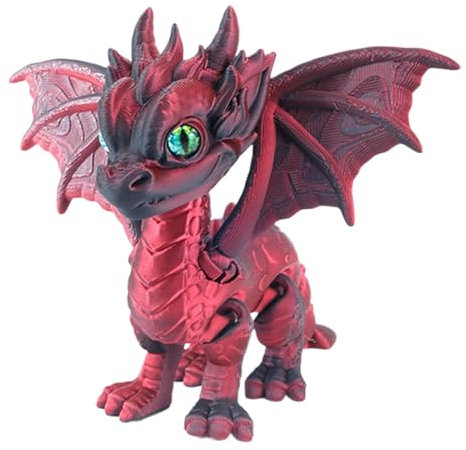 Drachenstatuen und Figuren, niedlicher beweglicher Drache, 3D-Gedruckter Drache, Gartenskulpturen, Fantasy- für Schreibtisch, Nachttisch, Erntedankfest, Drachenfigur für Heimdekoration,