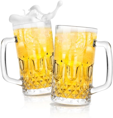Paysky 2Pack Beer Mugs – Glass Mugs, 22 oz Freezer Glasses Beer Mugs – Perfect Beer Cooler Cups for Home Bar Accessories, Beer Gifts for Men