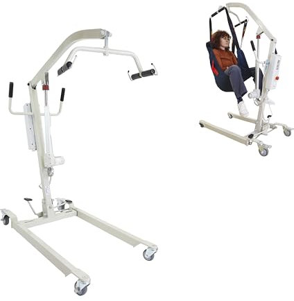PEPE Mobility Sollevatore Disabili Elettrico e Anziani (fino a 150 kg), Imbracatura Inclusa, Altezza Regolabile, Ruote con Freno di Sicurezza