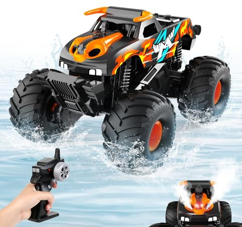 Gampop Remote Control Car Monster Truck Toys,4WD Waterproof Off-Road RC Cars for All terrian,1:16 Amphibious Hobby Pick-up Truck Toy Vehicle Gifts for Boys Girls Presents Age 8 9 10 11 12+
