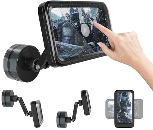 EFEALL Shower Phone Holder Waterproof, 480° Rotating Twist-Lock Suction Phone Holder for Shower, Anti-Fog & Sensitive Touch Screen Case, Fits Smartphone with Case up to 6.9