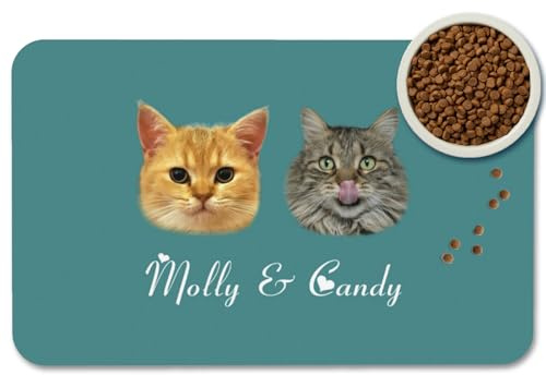 Fußmatte Personalisiert Napfunterlage Hund Futtermatte Katzen Haustür mit Namen und Foto Fußmatte Selbst Gestalten Haustier Hundebesitzer Rutschfest Waschbar Geschenk Einzug Richtfest Geburtstag