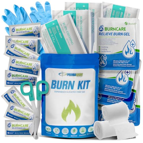 PrimaCare WB-7707 Emergency First Aid Burn Kit – 22-Piece Burn Relief Pack with Burn Gel, Dressings, Gauze, Gloves, Scissors, Bandages – Essential for Home, Office, Camping & Emergency Preparedness