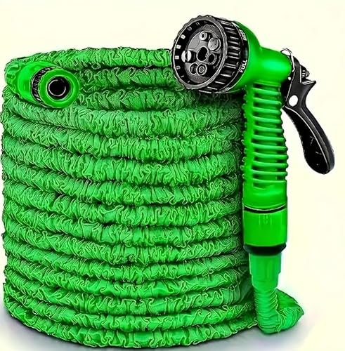 Tubo da Giardino Estensibile 15m e 30m 50FT Canna Acqua con 7 Funzioni Pistola Acqua & Adattatore Universale per Giardino, Prato, Campagna, Mare (30 metri)