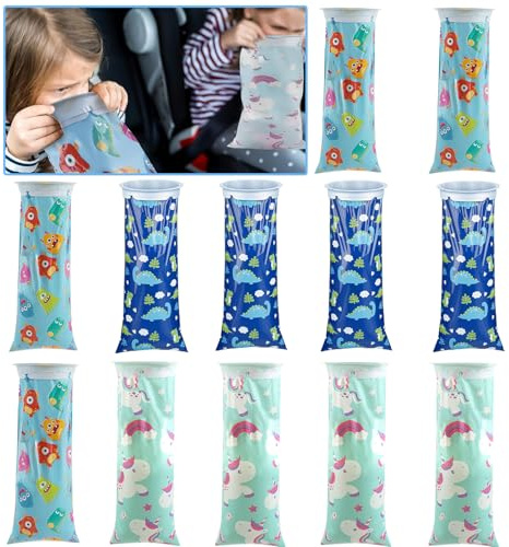 CUVZORA Lot de 12 sacs à cracher, avec anneau, pour nausées et vomissements en déplacement, zéro odeur, indéchirables