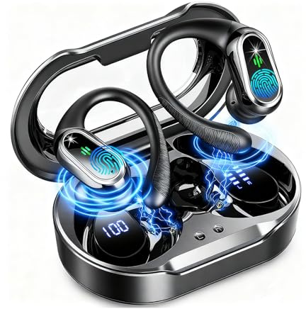Wireless Earbuds, 50H Ear Buds Bluetooth 5.4 Earphones Sport with 4 ENC Noise Cancelling Mics, Wireless Headphones with Earhooks HiFi Stereo Deep Bass, IP7 Waterproof Bluetooth Headphones for Running