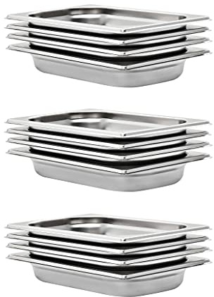 LoogCape Gastronormbehållare 12 stycken GN 1/4 40 mm rostfritt stål för professionellt kök, buffé, catering, rechaud, hålla värmen, servering, hotell, restaurang, fest, matsal, robust och stapelbar