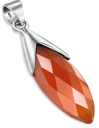 Unique Gems Damen Kettenanhänger 925 Sterling Silber echter Karneol 8.8 Karat Silberanhänger Art Nouveau Kristall Juweliers- Qualität