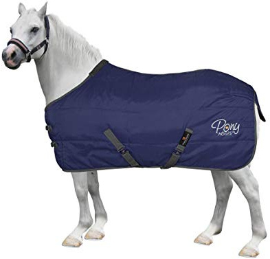 Horses, Coperta Box Invernale Pony 250 gr, di Ottima Fattura, Utile per Proteggere Il Cavallo dagli Sbalzi di Temperatura, dalla Pioggia e dagli Insetti, Blu 85 cm