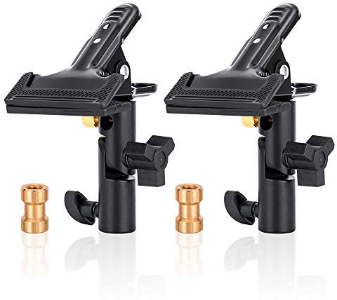 UTEBIT 2-Paquetes Soporte de Reflector Plegable para Estudio Fotográfico Soporte de Abrazadera de Metal con Tornillo Hembra de 1/4 a 3/8 para Reflector Redondo, Fondo y Soporte de Luz