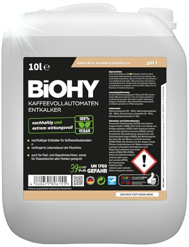 BiOHY Kaffeevollautomaten Entkalker (10 Liter Kanister) | Flüssiger Entkalker für Kaffeemaschinen & Wasserkocher | effektiver Kalklöser für alle Marken | mit allen Geräten kompatibel
