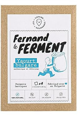 FERNAND LE FERMENT - ferments lactiques pour yaourt maison, 32 pots de yaourt bulgare, spécial yaourtière, fabriqué en Bulgarie (4 sachets = 4 litres de yaourt)