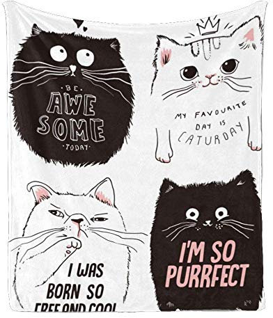 YISUMEI Decke 150x200 cm Nette Lustige Fette Katze Kuscheldecke Flauschig Flanell Fleecedecke