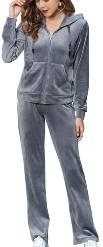 Woolicity Conjunto Chándal para Mujer Terciopelo Conjuntos Deportivos Chaquetas Sudadera con Cremallera y Pantalones Trajes de 2 Piezas