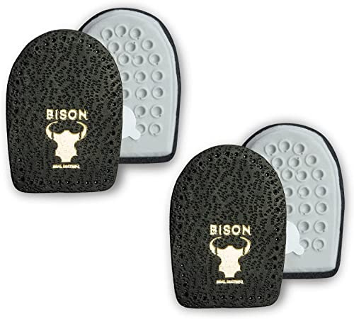 BISON - Plantillas para Talón - Almohadilla para el Talón - Cojines de Cuero para el Talón - Ortopédicos - Diferentes Longitudes y Alturas - No Más Dolor - 2 pares (MEN)
