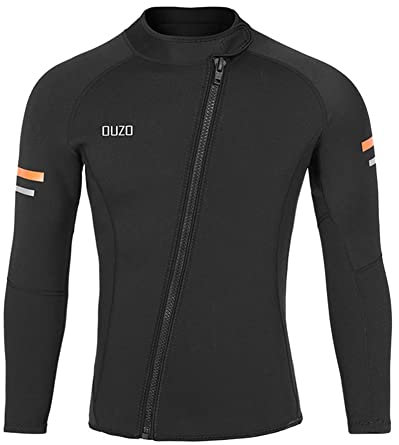 LEIDIMUS Neoprenanzug Top Herren, Neoprenjacke Langarm Surfen Schwimmen Frontreißverschluss Warmes Surfen, Schnorcheln, alle Wassersportarten, Kaltwassertauchen,L
