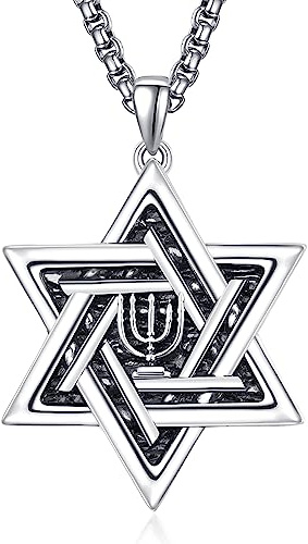David Stern Anhänger Sterling Silber Kerze Davidstern Kette Halskette Herren Davidstern Schmuck Geschenk für Herren Männer