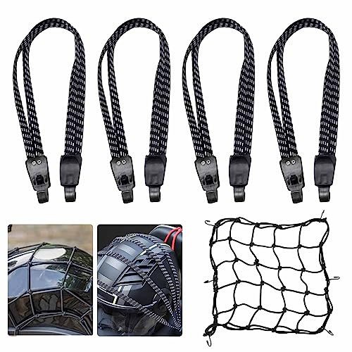 5 Pezzi Corda Elastica,Elastico Portapacchi Bicicletta,Cinghia Elastica Moto,Rete Elastica,Corde Elastiche Con Gancio per Portapacchi,Portabagagli,Moto