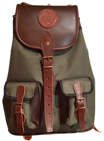 Mochila grande de caza con 2 bolsillos y refuerzos piel