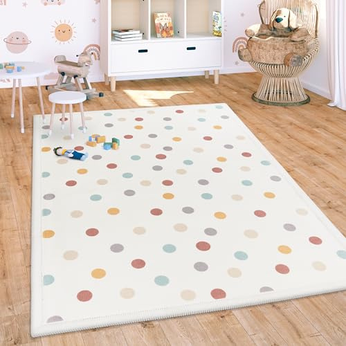 Paco Home Alfombra De Habitacion Bebe Infantil Niña Niño De Juego Antideslizante Arcoíris Motivo Animal Lunares, tamaño:80x150 cm, Color:Multicolor