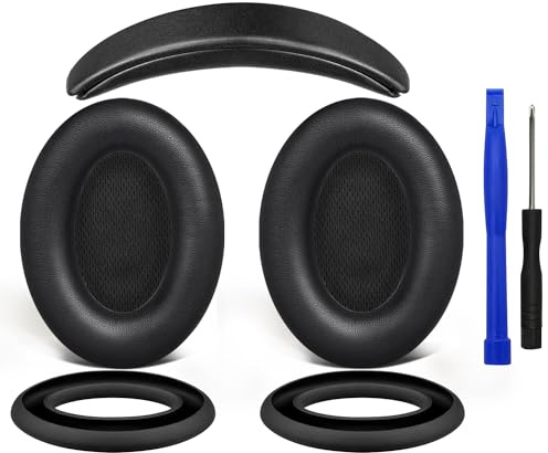 SOULWIT Replacement Kit for Bose QC15/QC2 QuietComfort Headphones, Ear Pads Cushions + Headband + Silicone Earpads Cover Protector - Black